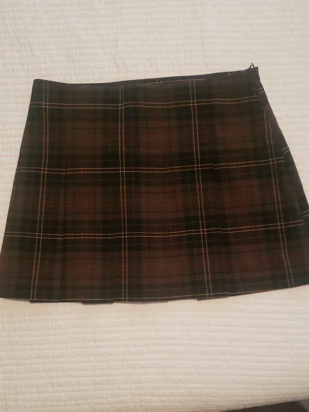 H&M Plaid Mini Skirt in Black and Brown Tones with Yellow Accents
